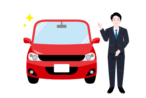 車とスーツをきた男性のイラスト