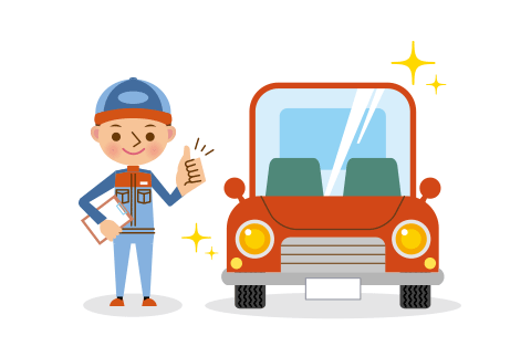 車と整備士のイラスト